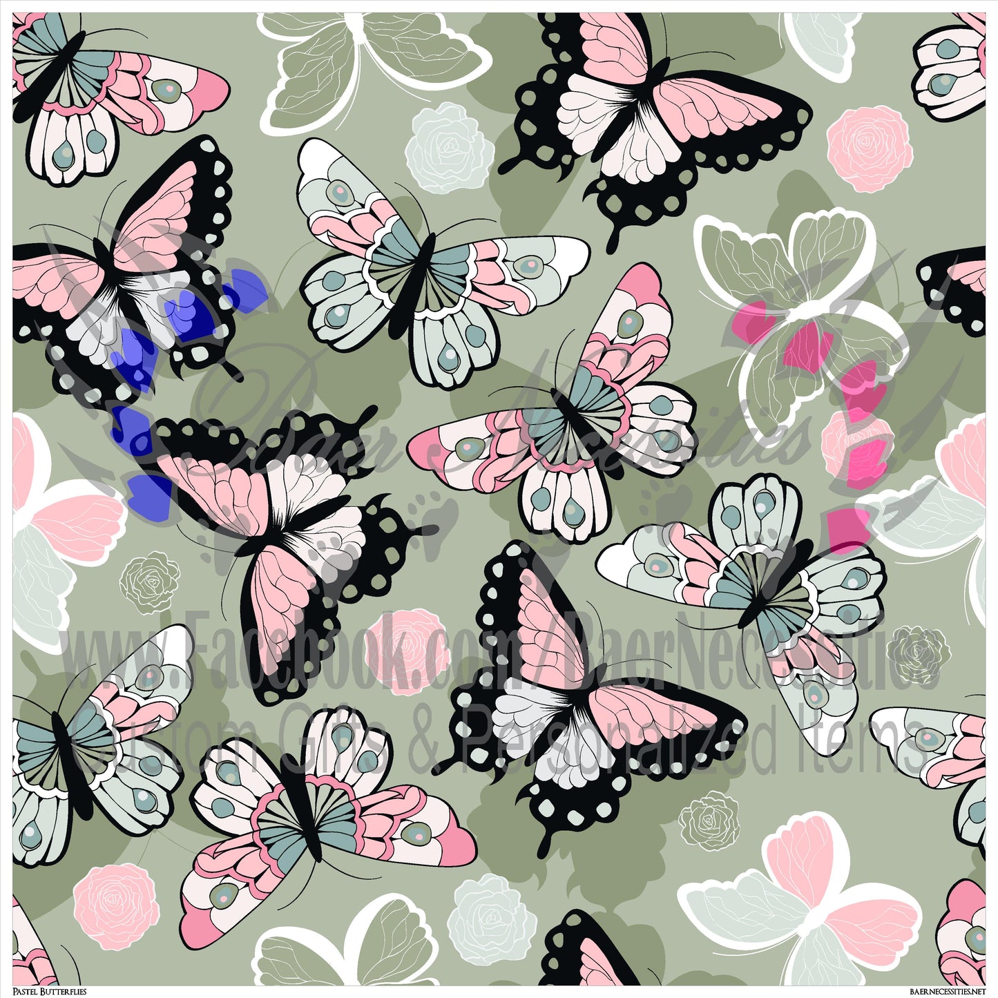 Pastel Butterflies Pattern - Adhesive