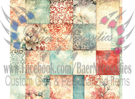 Shabby Chic Patchwork - Tumbler Transfer