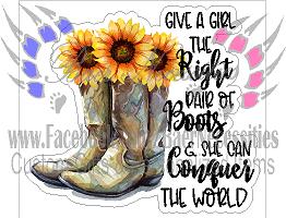 Sunflower Cowgirl Boots - Tumber Decal