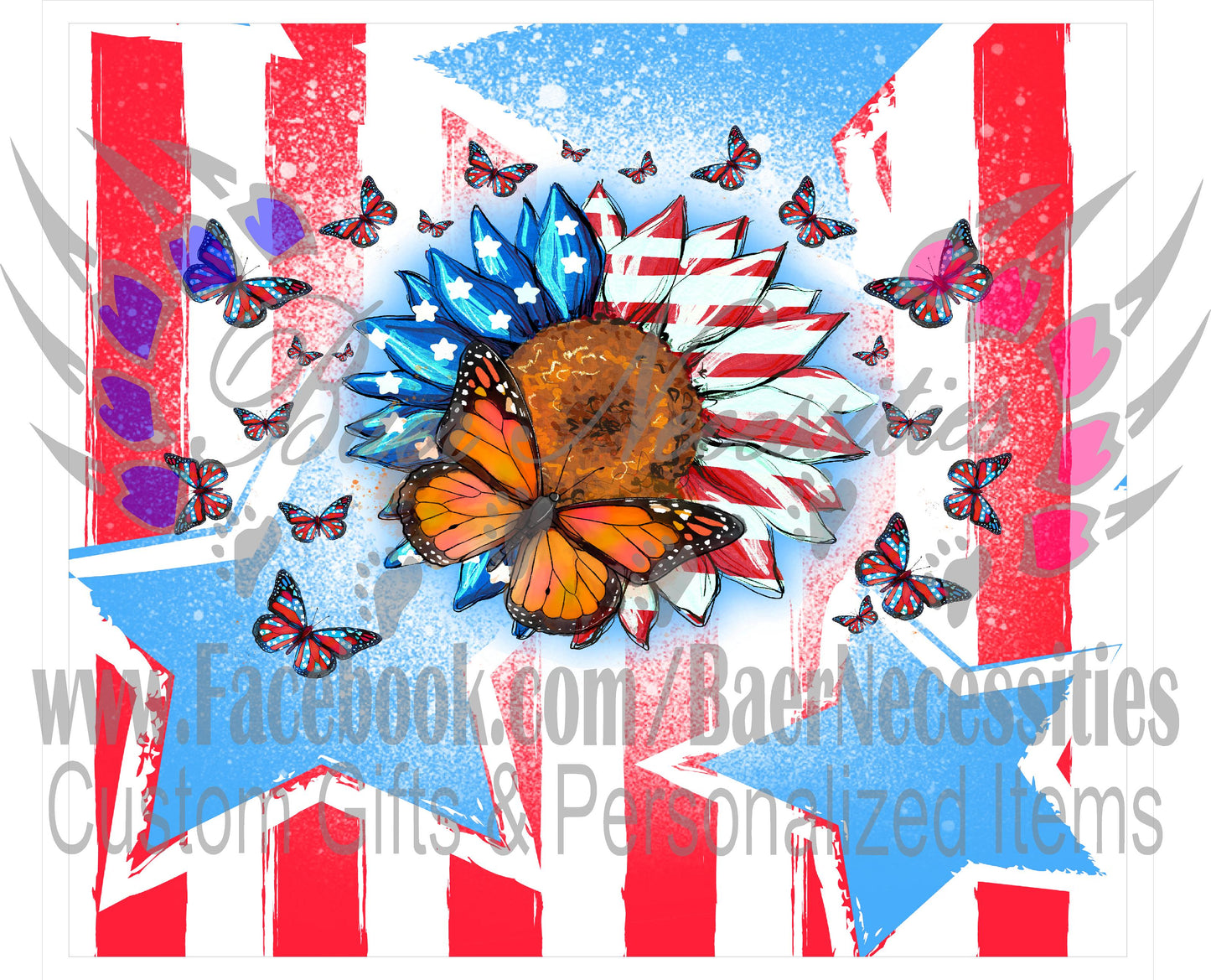 American butterflies & sunflower - Tumbler Transfer