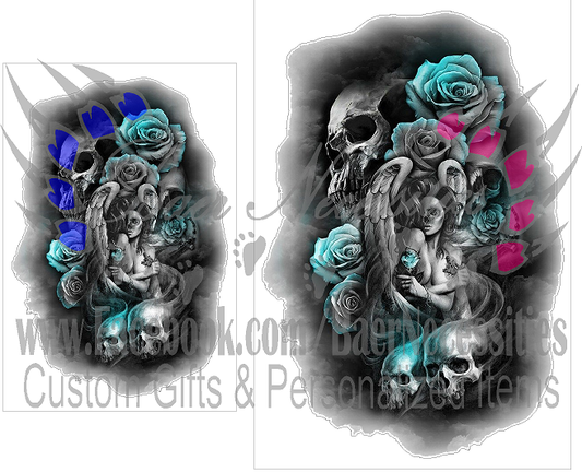 Angel Blue Rose Skull - Tumbler Decal