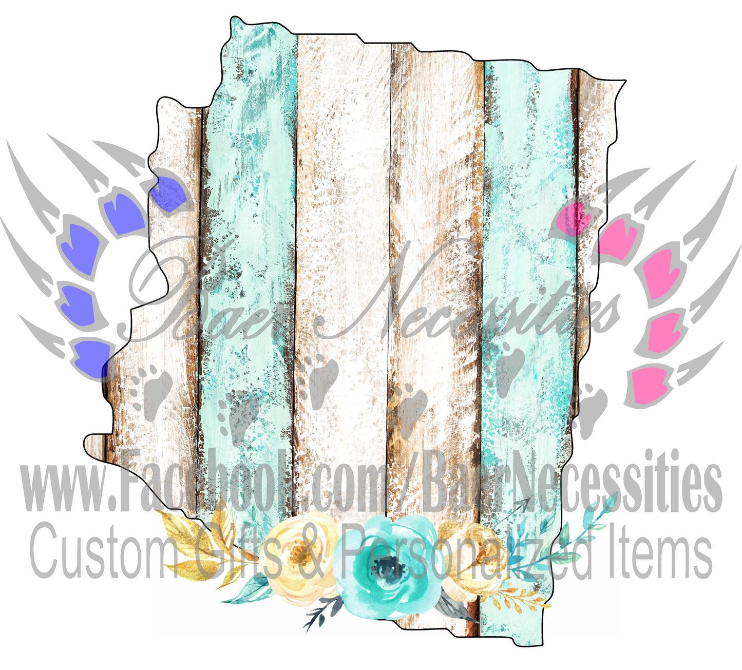 Arizona Teal/White Wood Floral - Tumber Decal