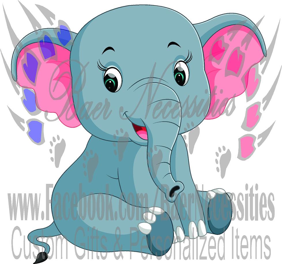 Blueish Grey Baby Elephant - Tumbler Decal