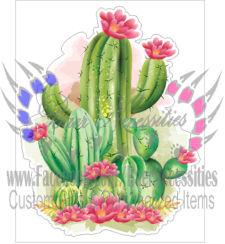 Floral Saguaro Cactus with Arms - Tumbler Decal