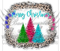 Merry Christmas with Leopard Border - Tumber decal