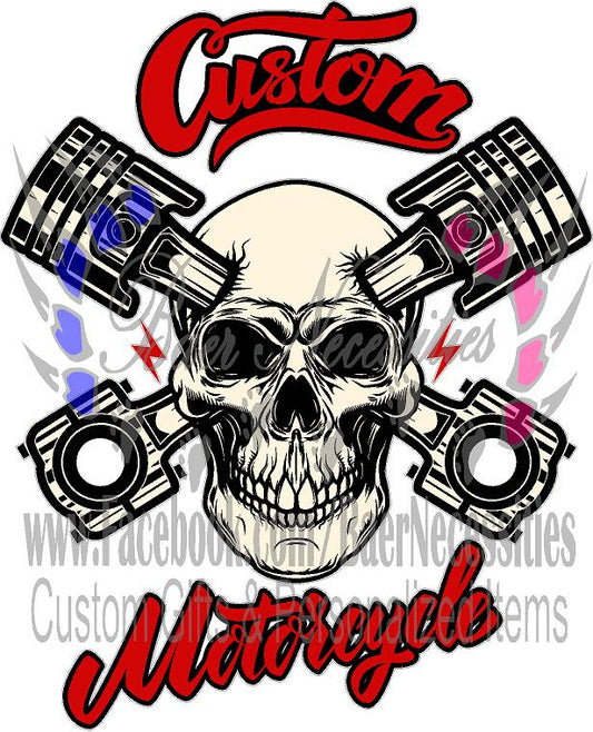 Custom Motorcycle Skull - Tumbler Decal