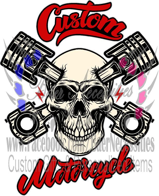 Custom Motorcycle Skull - Transfer