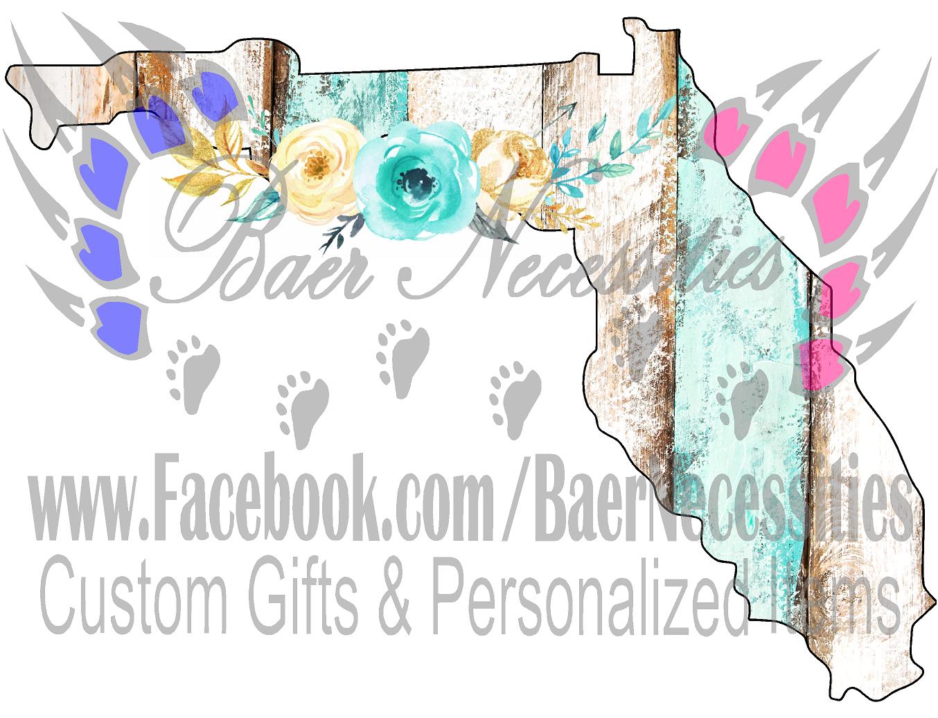 Florida Teal/White Wood Floral - Tumber Decal