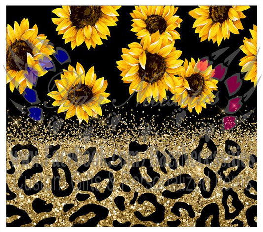 Sunflower Glitter Leopard - Tumbler Transfer