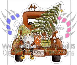 Christmas Gnome Truck - Tumbler Decal