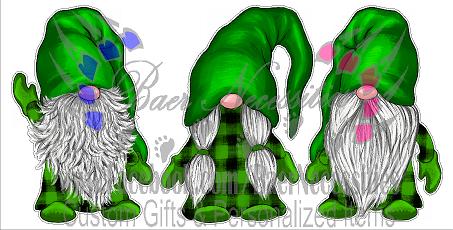 Green Plaid Gnomes - Tumbler Decal