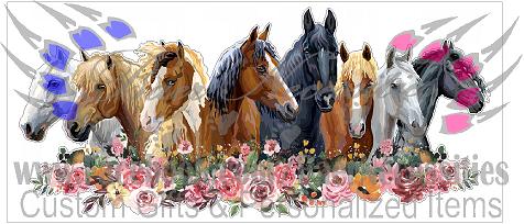 Horses with Flowers - Tumbler Decal