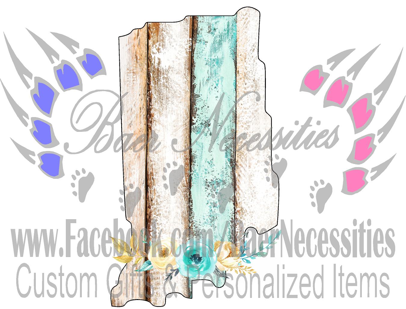Indiana Teal/White Wood Floral - Tumber Decal