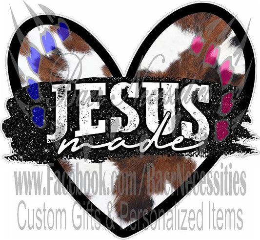 Jesus Made Cow Hide Heart - Transfer