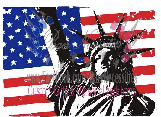 Statue of Liberty USA American Flag - Transfer