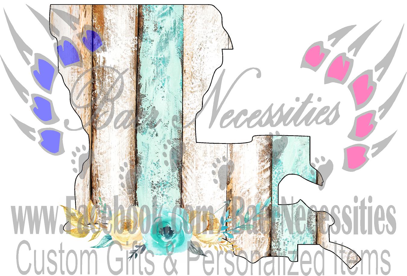 Louisiana Teal/White Wood Floral - Tumber Decal