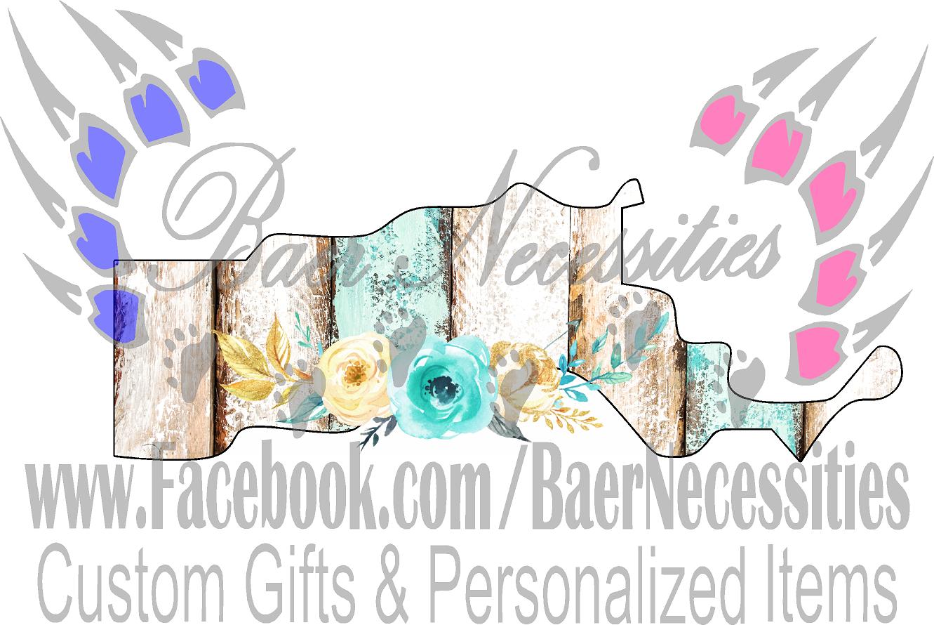 Massachusetts Teal/White Wood Floral - Tumber Decal