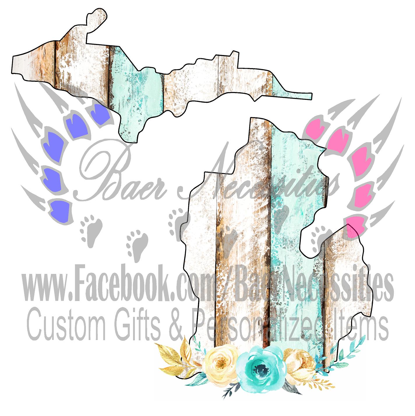 Michigan Teal/White Wood Floral - Tumber Decal