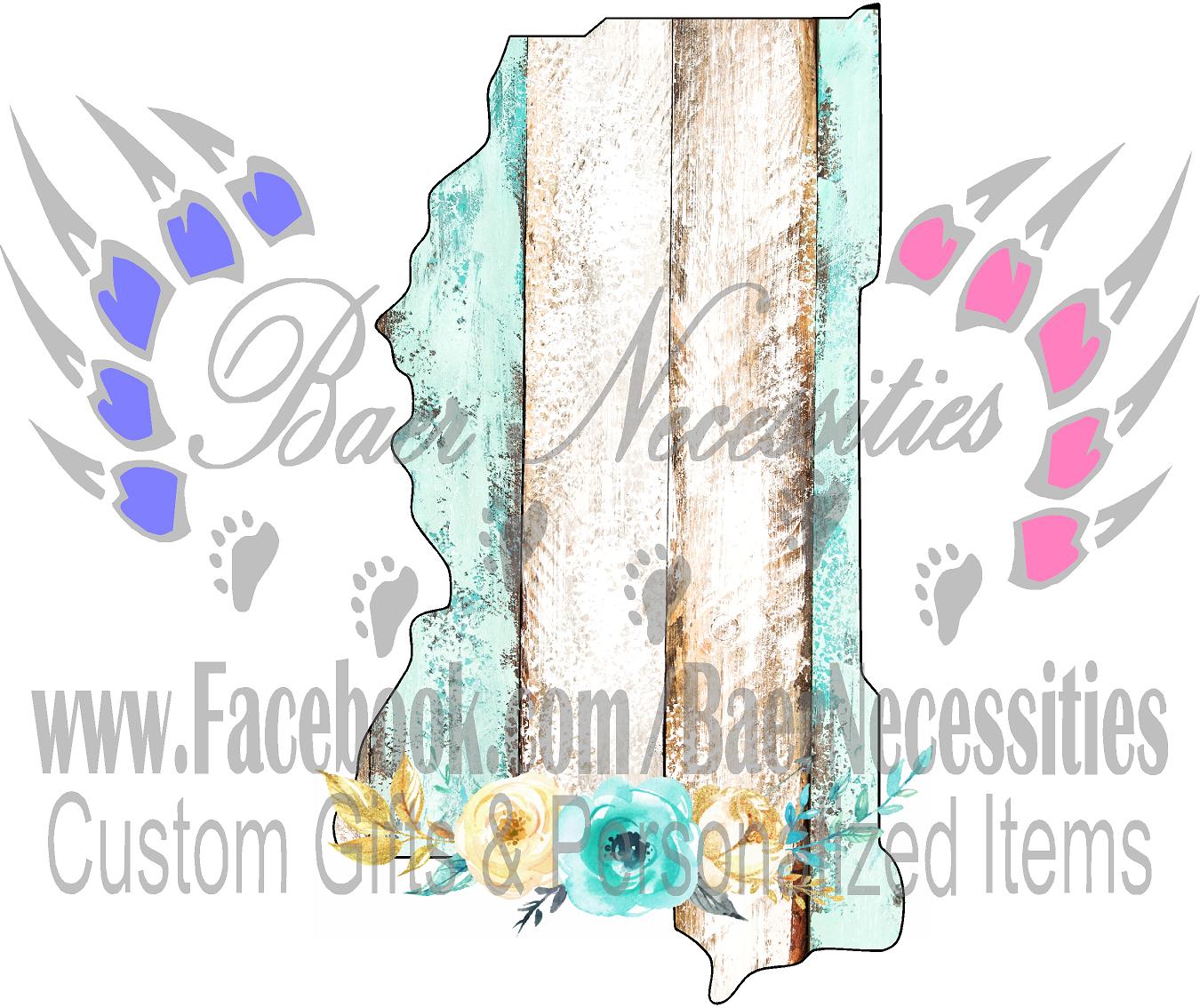 Mississippi Teal/White Wood Floral - Tumber Decal