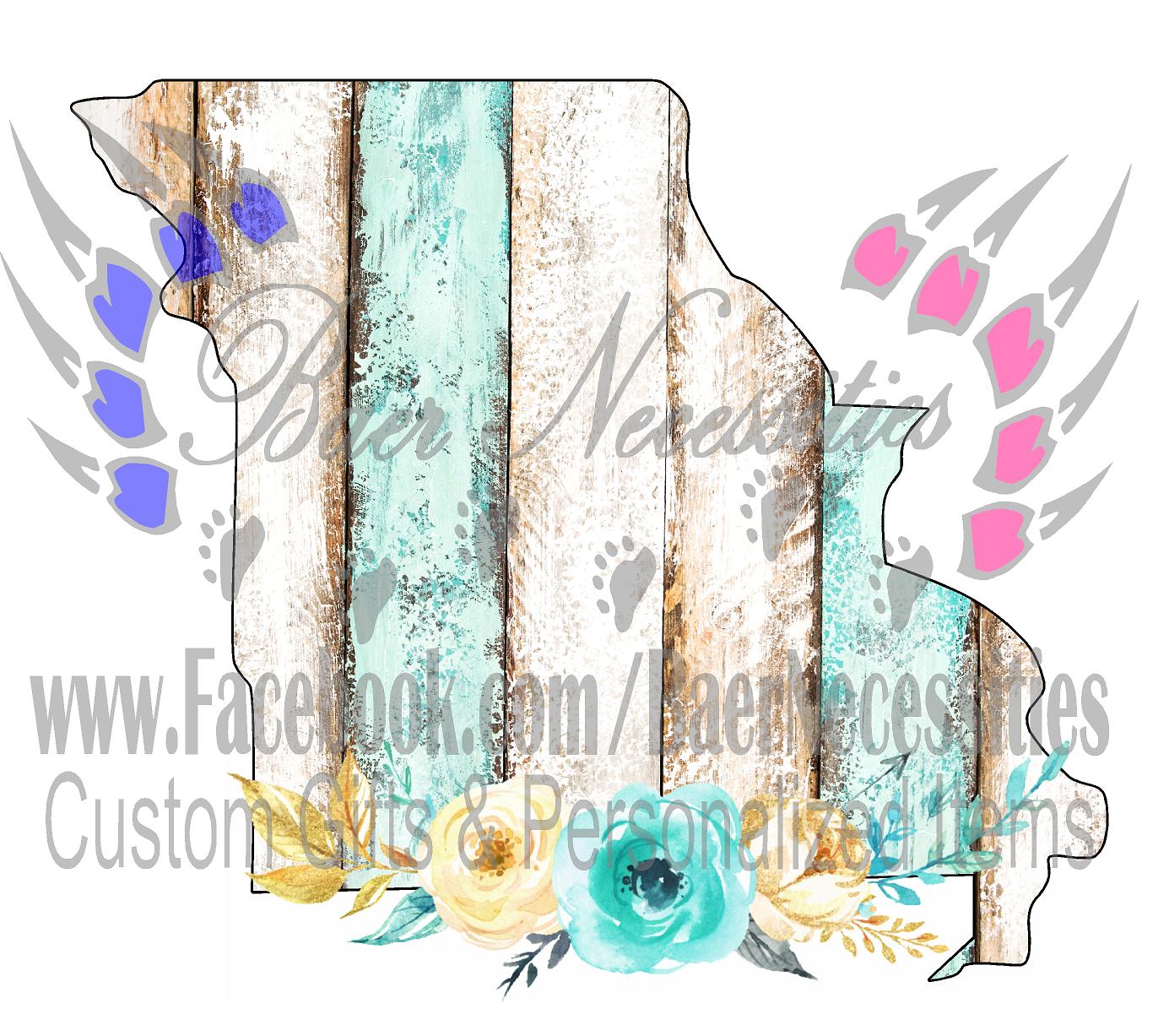 Missouri Teal/White Wood Floral - Tumber Decal