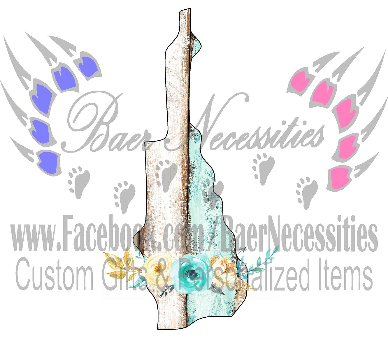 New Hampshire Teal/White Wood Floral - Tumber Decal