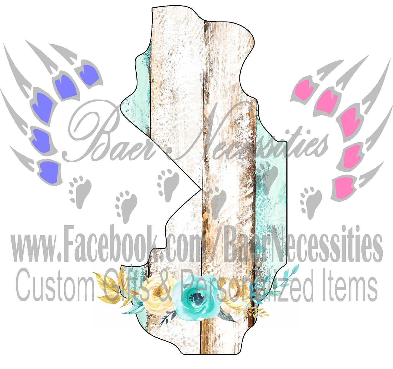 New Jersey Teal/White Wood Floral - Tumber Decal