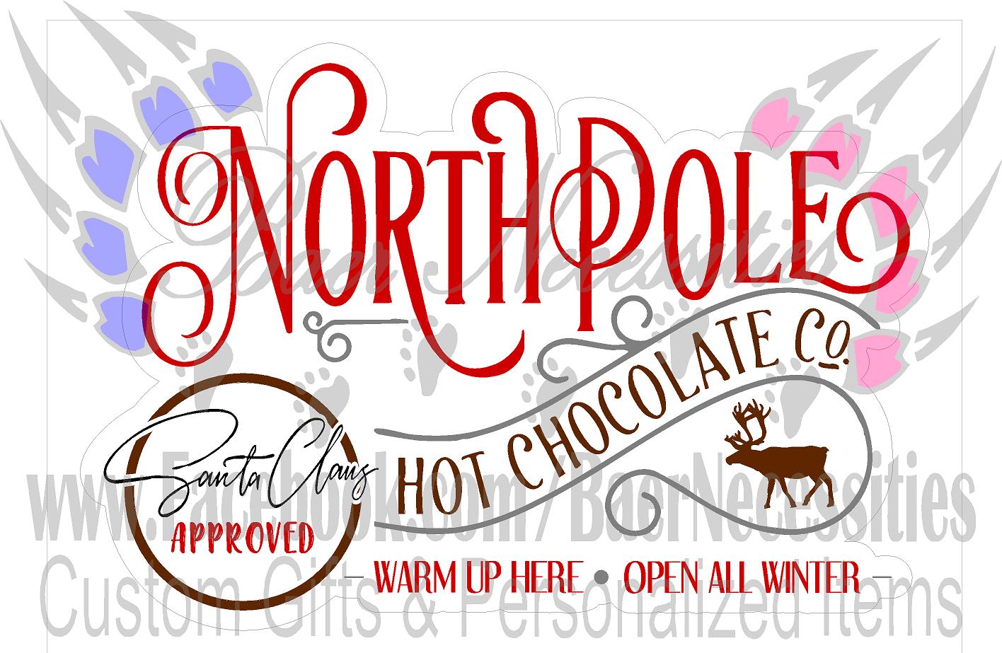 North Pole Hot Cocoa Label - Tumbler Decal