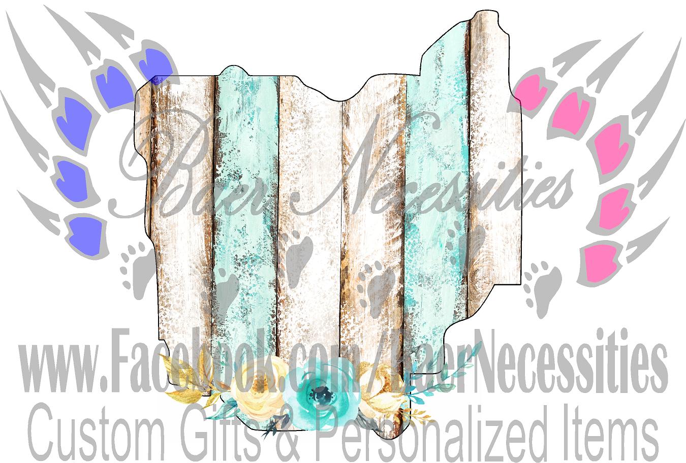 Ohio Teal/White Wood Floral - Tumber Decal