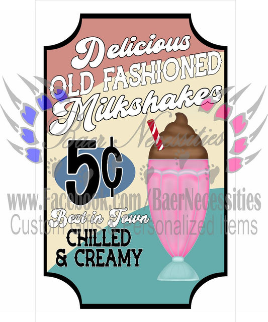Delicious Old Fashioned Milkshakes Label - Tumber Decal