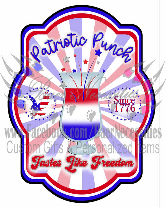 Patriotic Punch, Tastes Like Freedom Label - Tumber Decal