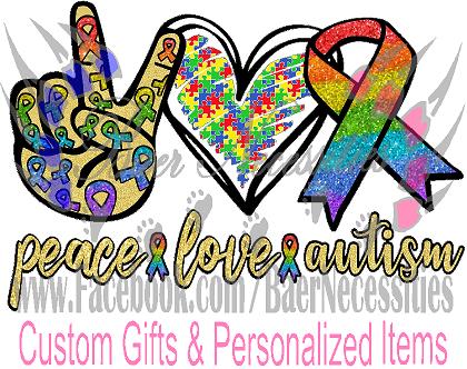 Peace Love Autism - Tumbler Decal