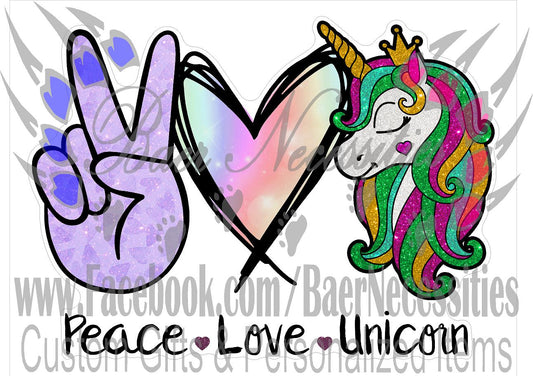 Peace Love Unicorn - Tumbler Decal