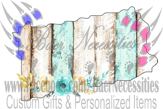 Pennsylvania Teal/White Wood Floral - Tumber Decal