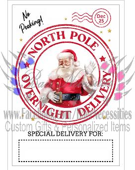 North Pole Overnight Delivery Santa Label - Tumber Decal