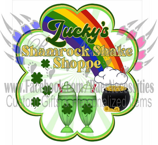 Lucky'a Shamrock Shake Shoppe Label - Tumber Decal