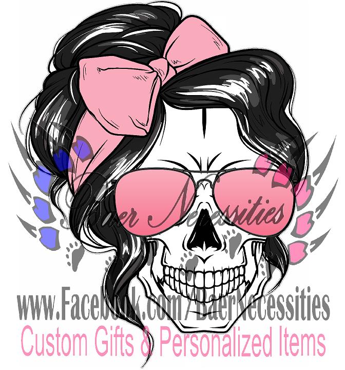 Girl Skull with Pink Sunglasses - Tumbler Decal
