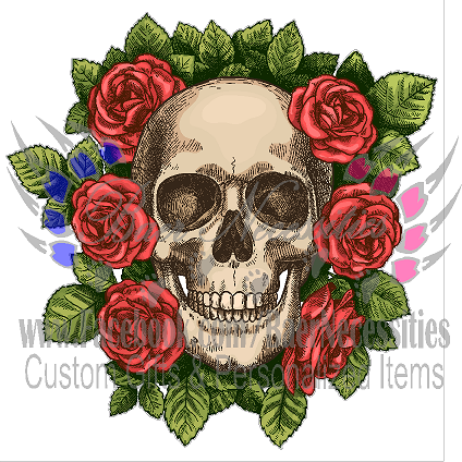 Skull in a bed of roses - Tumbler Decal