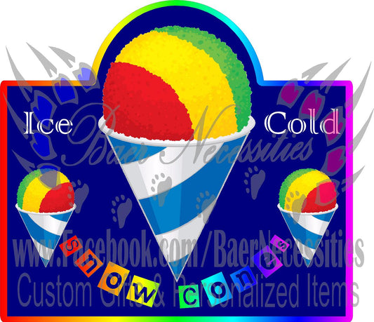 Rainbow Snow Cone Label - Tumber decal