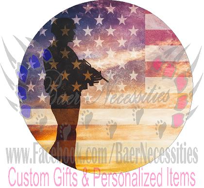Solider American Flag - Tumbler Decal