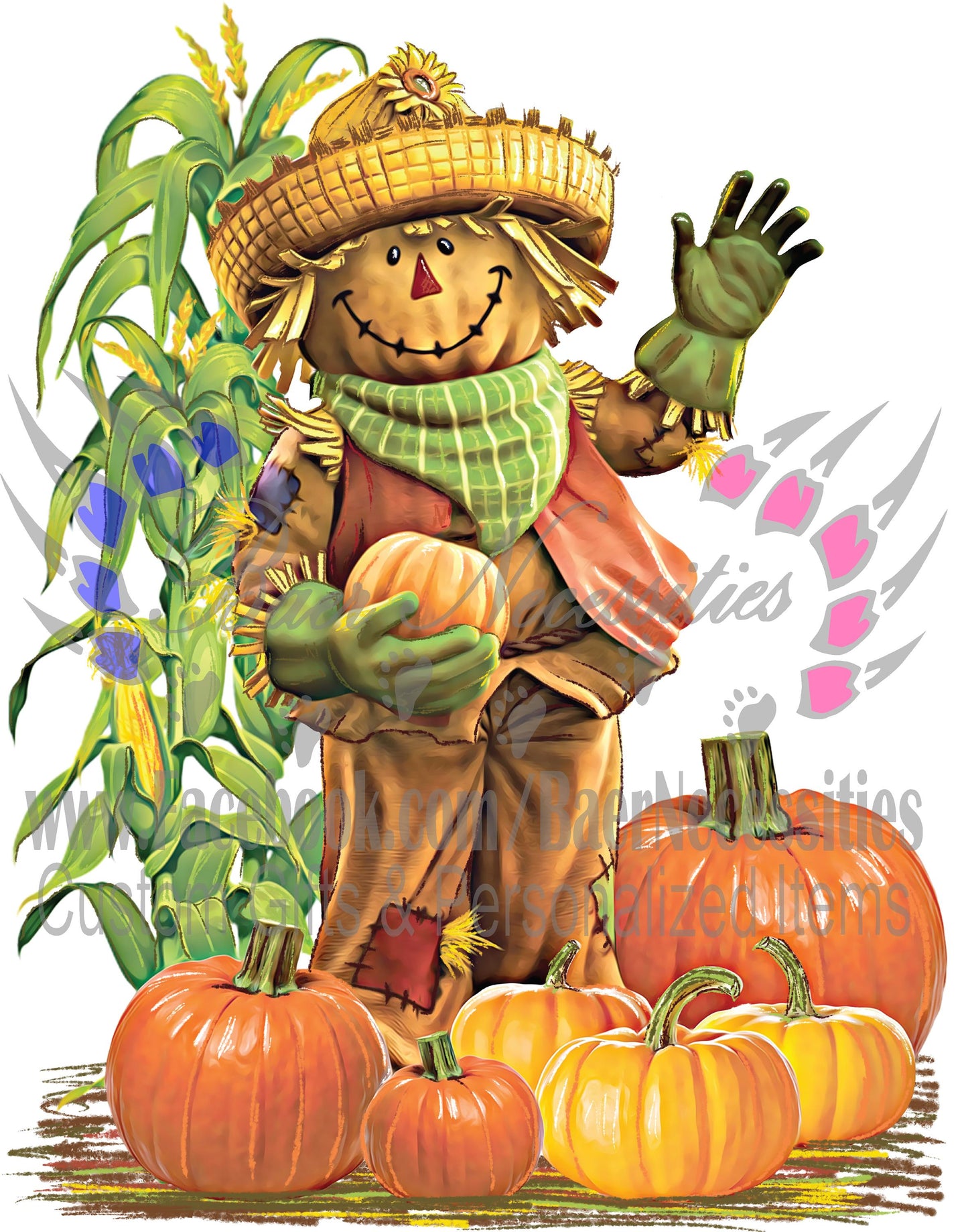 Scarecrow with pumpkins - Transfer
