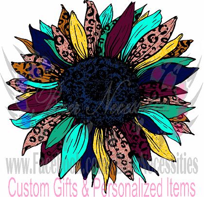 Multicolor Leopard Sunflower - Tumbler Decal