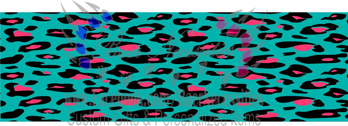 Teal/Pink Leopard Print - Pen Wrap