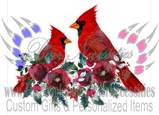 Floral Cardinals - Tumber Decal