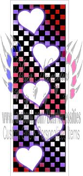 Vday Checkered Purple Hearts - Pen Wrap