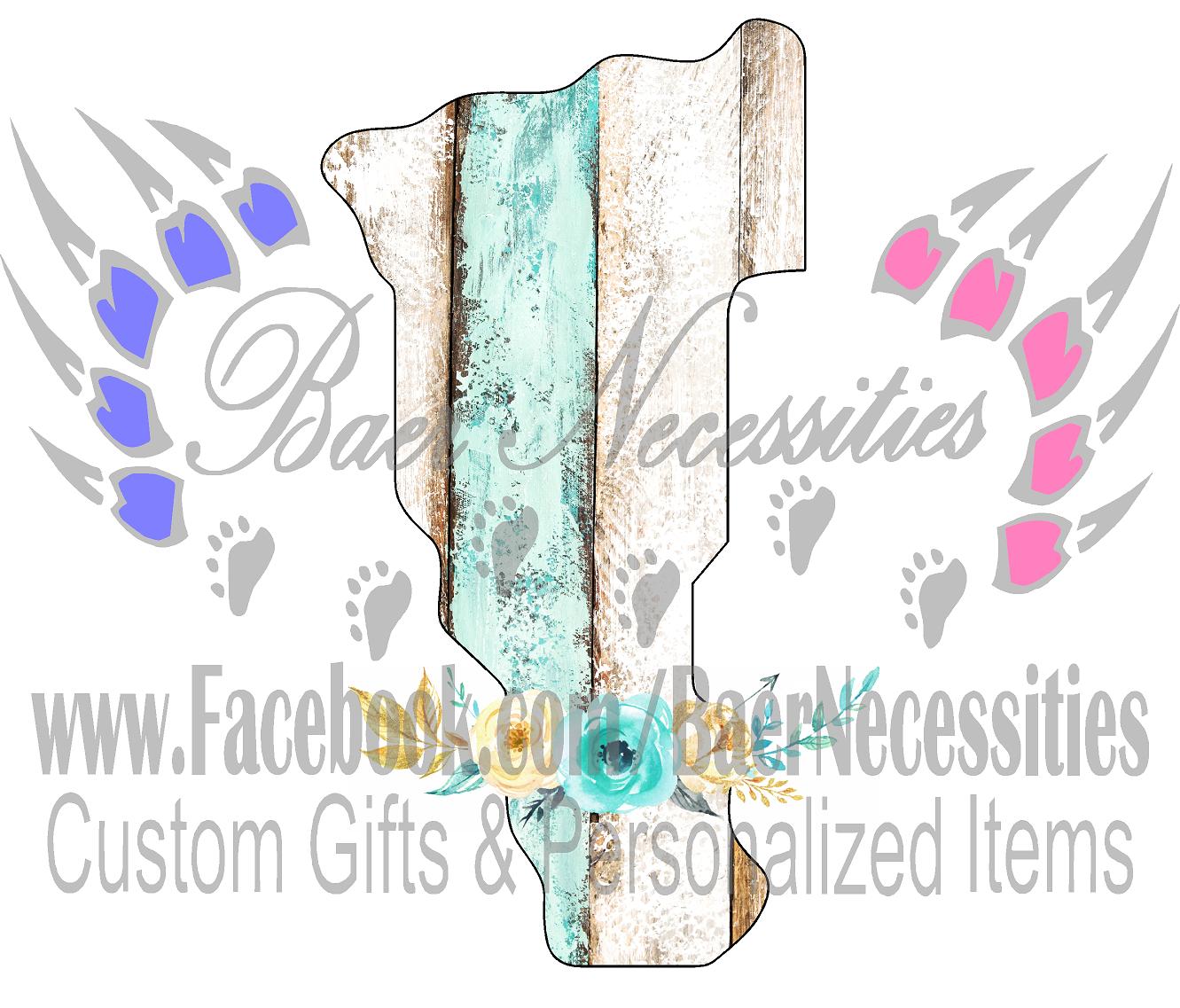 Vermont Teal/White Wood Floral - Tumber Decal