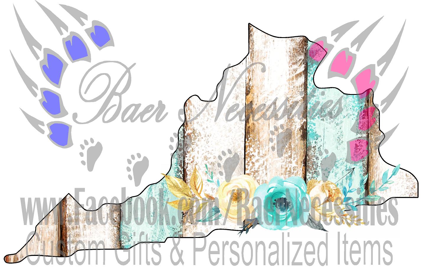 Virginia Teal/White Wood Floral - Tumber Decal
