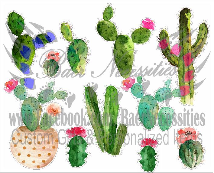 Watercolor Cactus Sheet - Decal Theme/Set