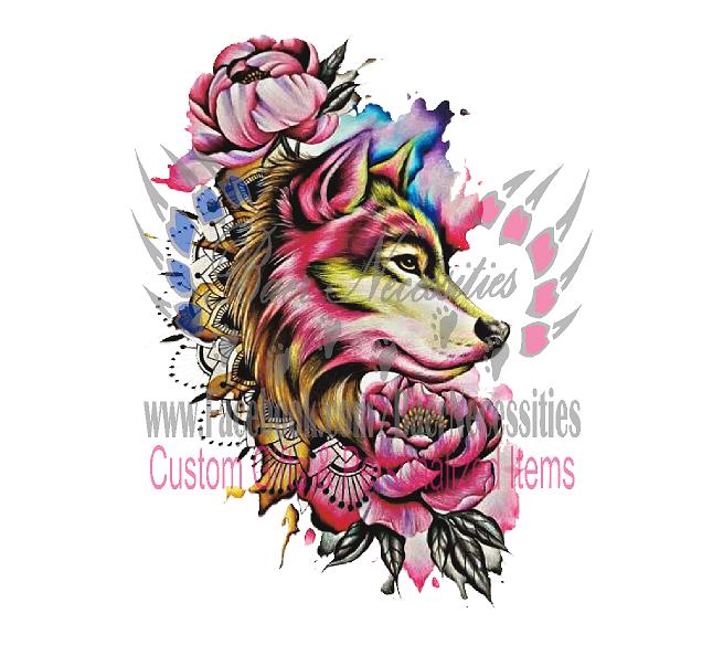 Floral Wolf Watercolor - Tumbler Decal