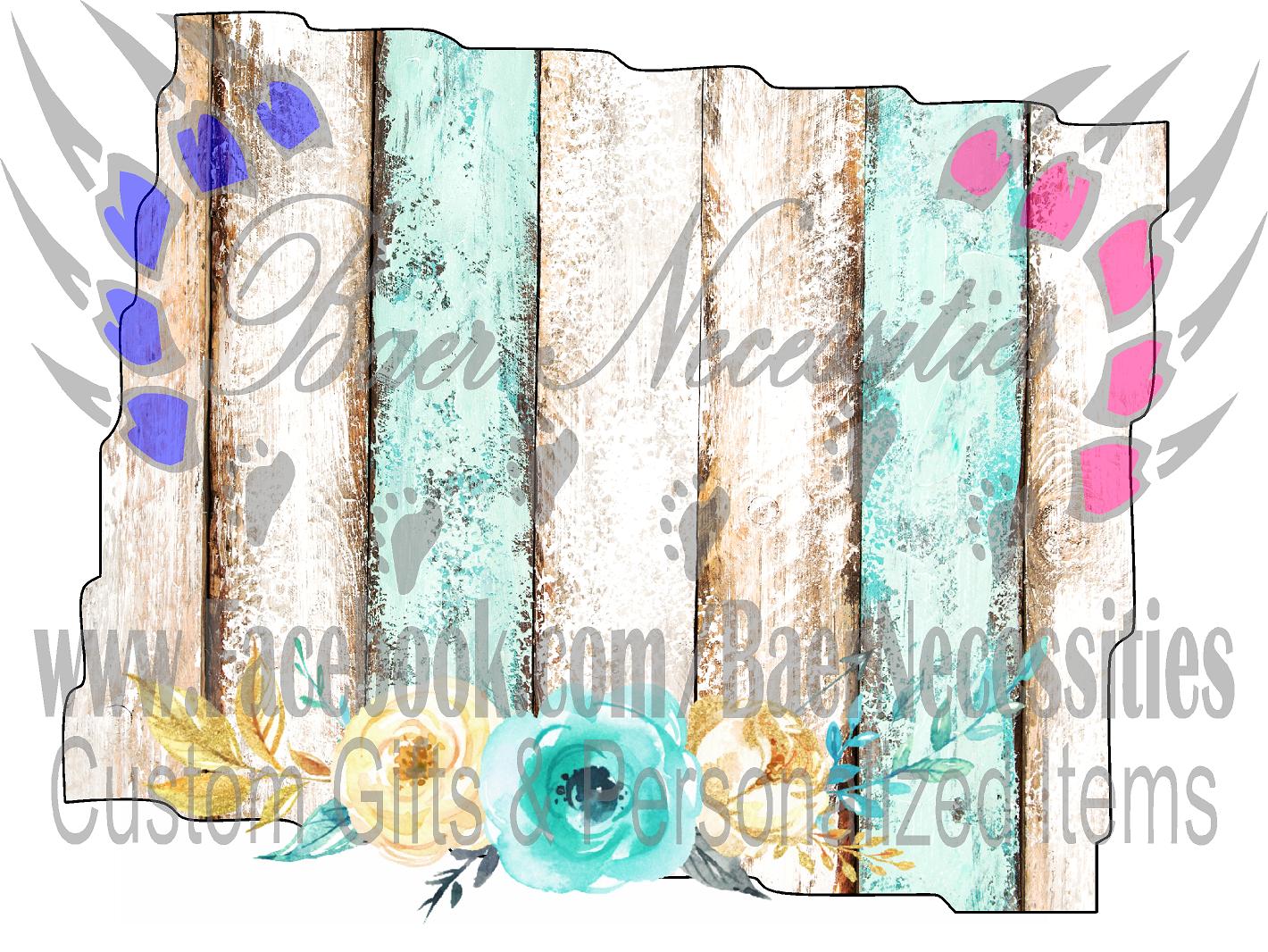 Wyoming Teal/White Wood Floral - Tumber Decal