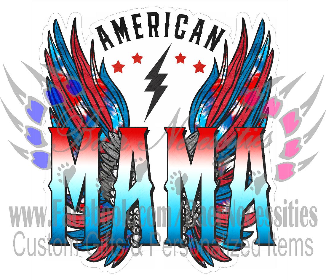 American Mama Tie Dye Wings - Tumber Decal